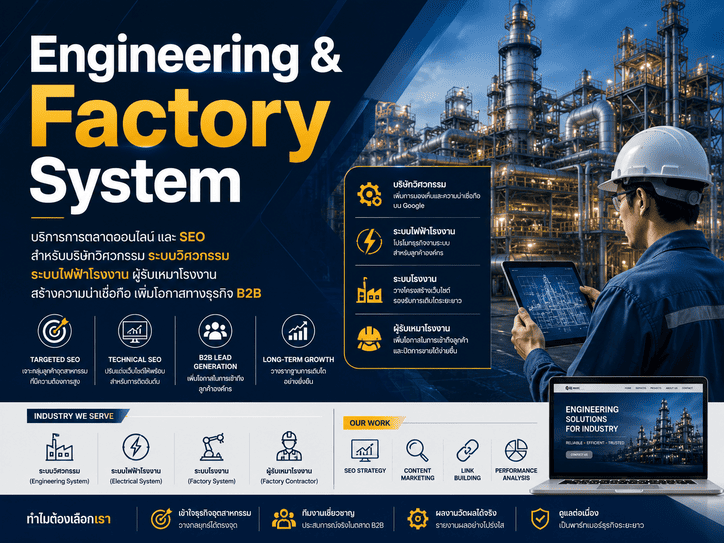 Engineering & Factory โปรโมทบริษัทวิศวกรรม ระบบวิศวกรรม ระบบไฟฟ้าโรงงาน
