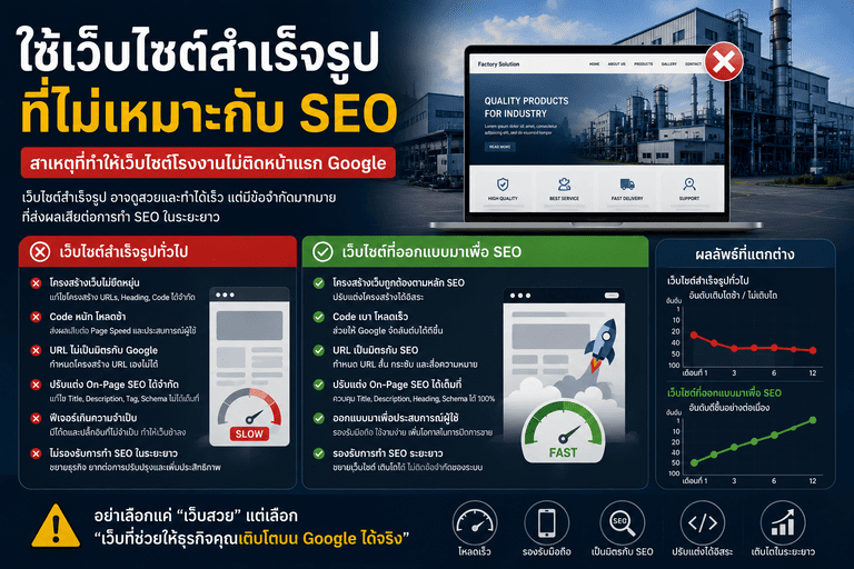 ใช้เว็บไซต์สำเร็จรูปที่ไม่เหมาะกับ SEO
