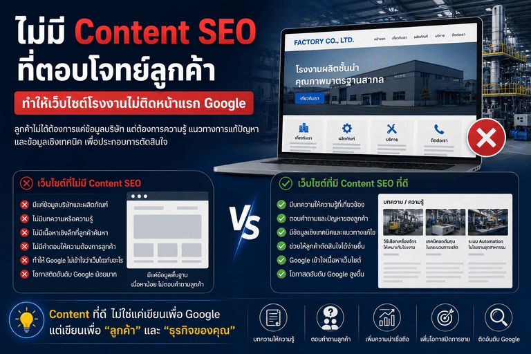 ไม่มี Content SEO ที่ตอบโจทย์ลูกค้า